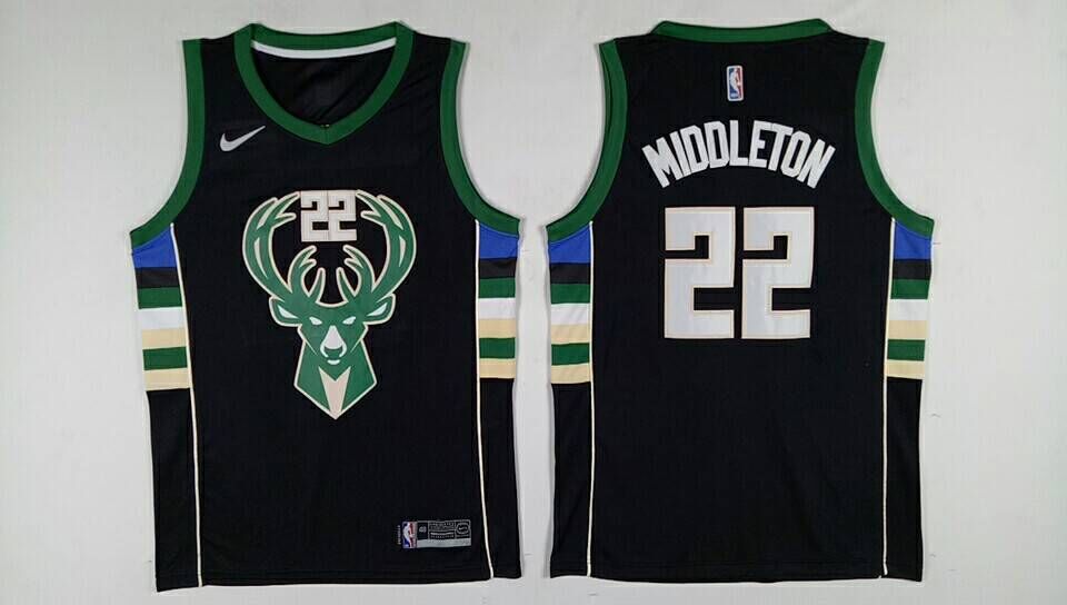 Men Milwaukee Bucks #22 Middleton Black Nike NBA Jerseys->milwaukee bucks->NBA Jersey